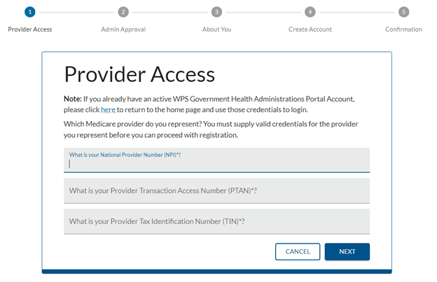 provider access screen