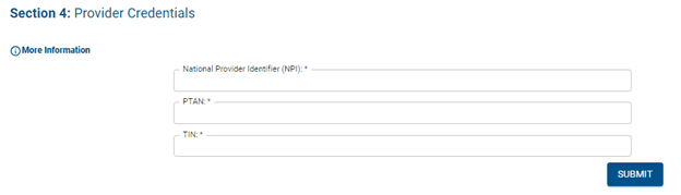 provider credentials fields