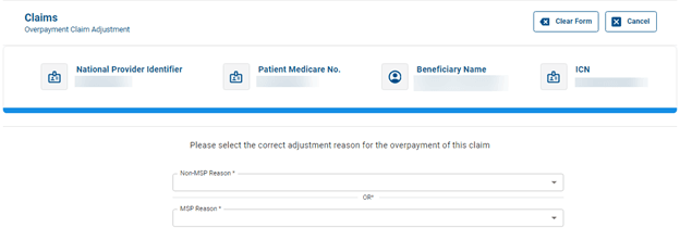 overpayment claim adjustment form