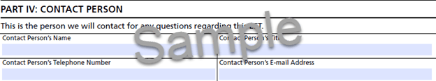 Part IV: Contact Person
