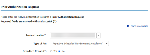 This is an image of the Prior Authorization entry screen where the NPI is selected