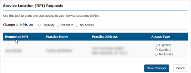 Service Location (NPI) Requests