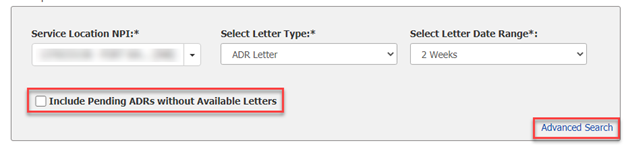 Letter Search Options