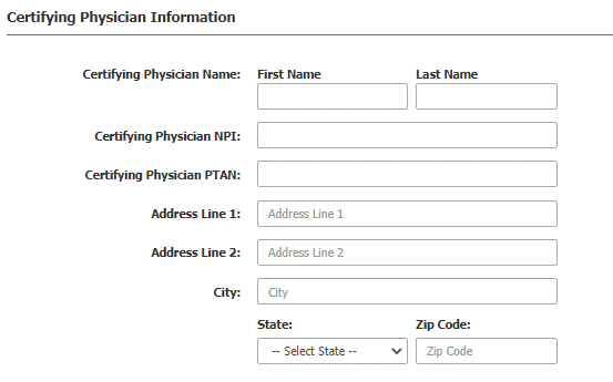 This is an image of the section where the Certifying Physician information is entered