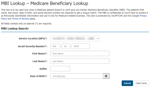 Medicare Beneficiary Lookup